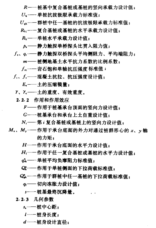 樊城建筑桩基技术规范符号术语